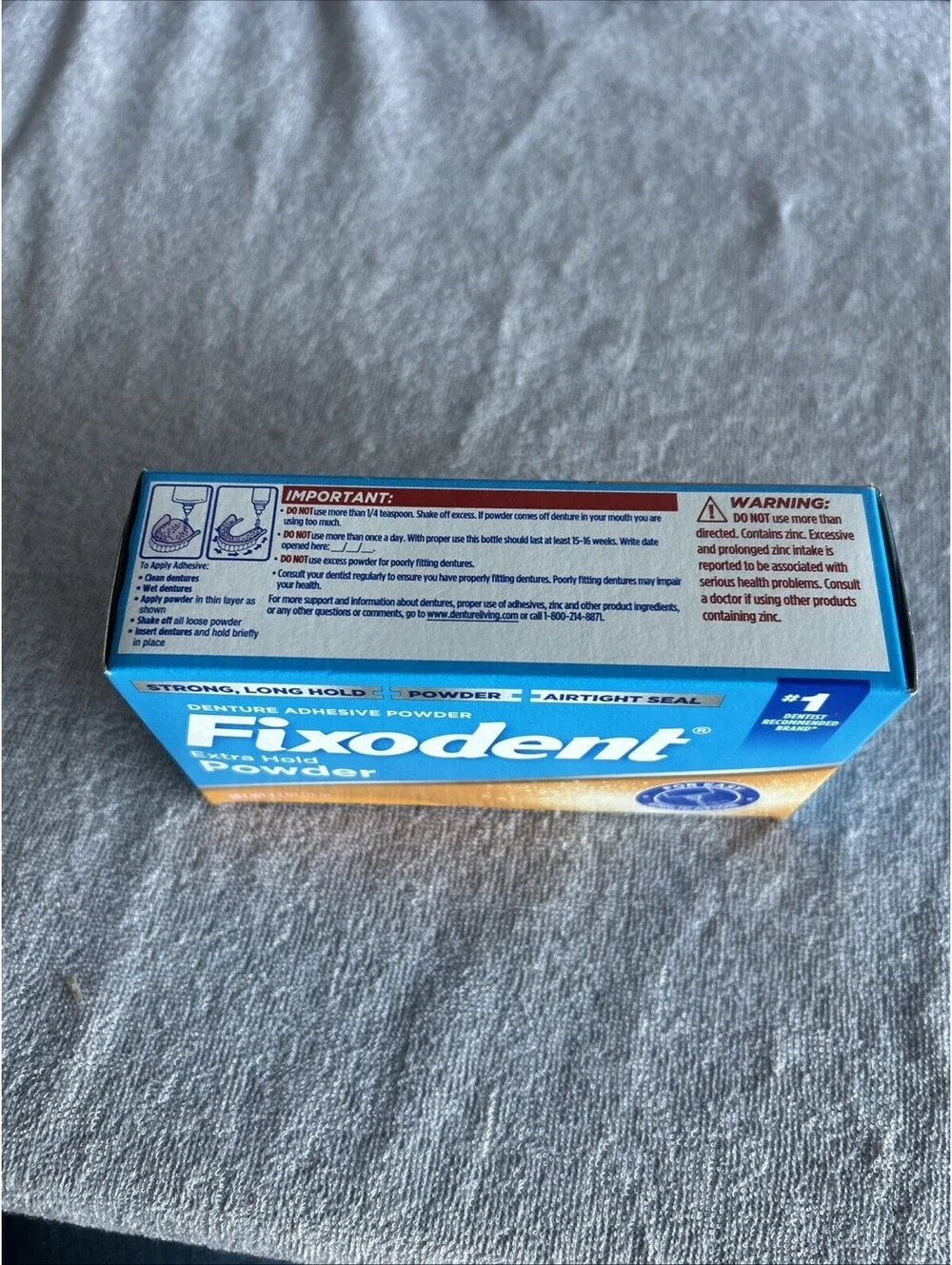 Fixodent Extra Hold Denture Adhesive Powder, Long-Lasting Hold, 2.7 oz